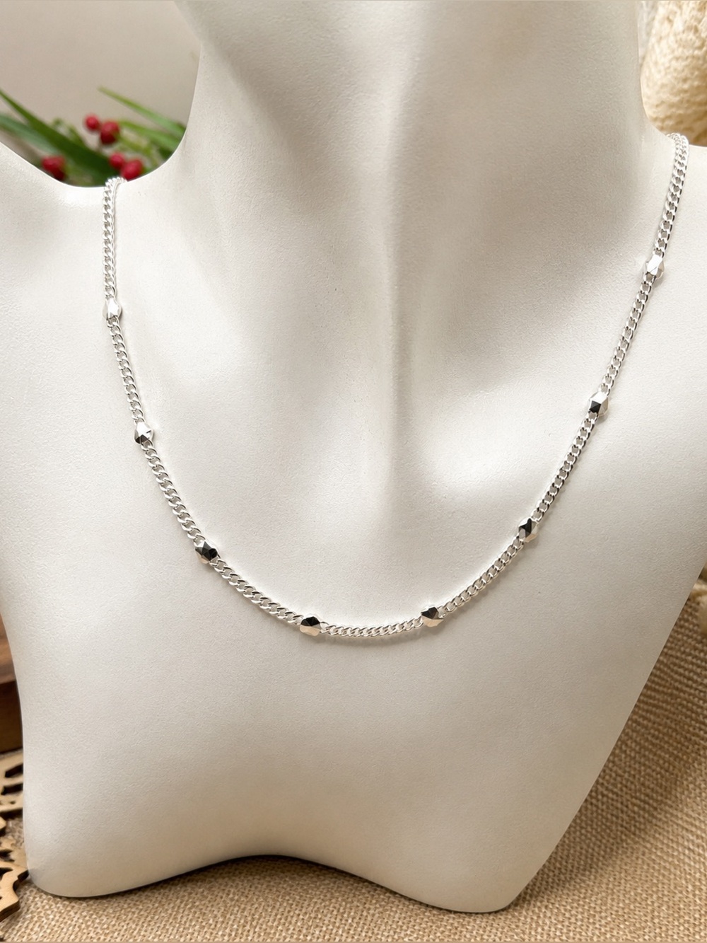 Necklace Bold Motif with sterling silver interleaved motifs 925